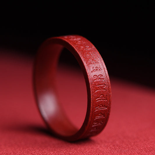 Faceted Cinnabar Ring – Elegant Design for Luck, Harmony, and Blessings