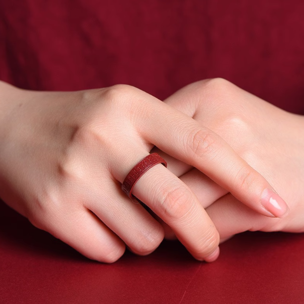 Faceted Cinnabar Ring – Elegant Design for Luck, Harmony, and Blessings