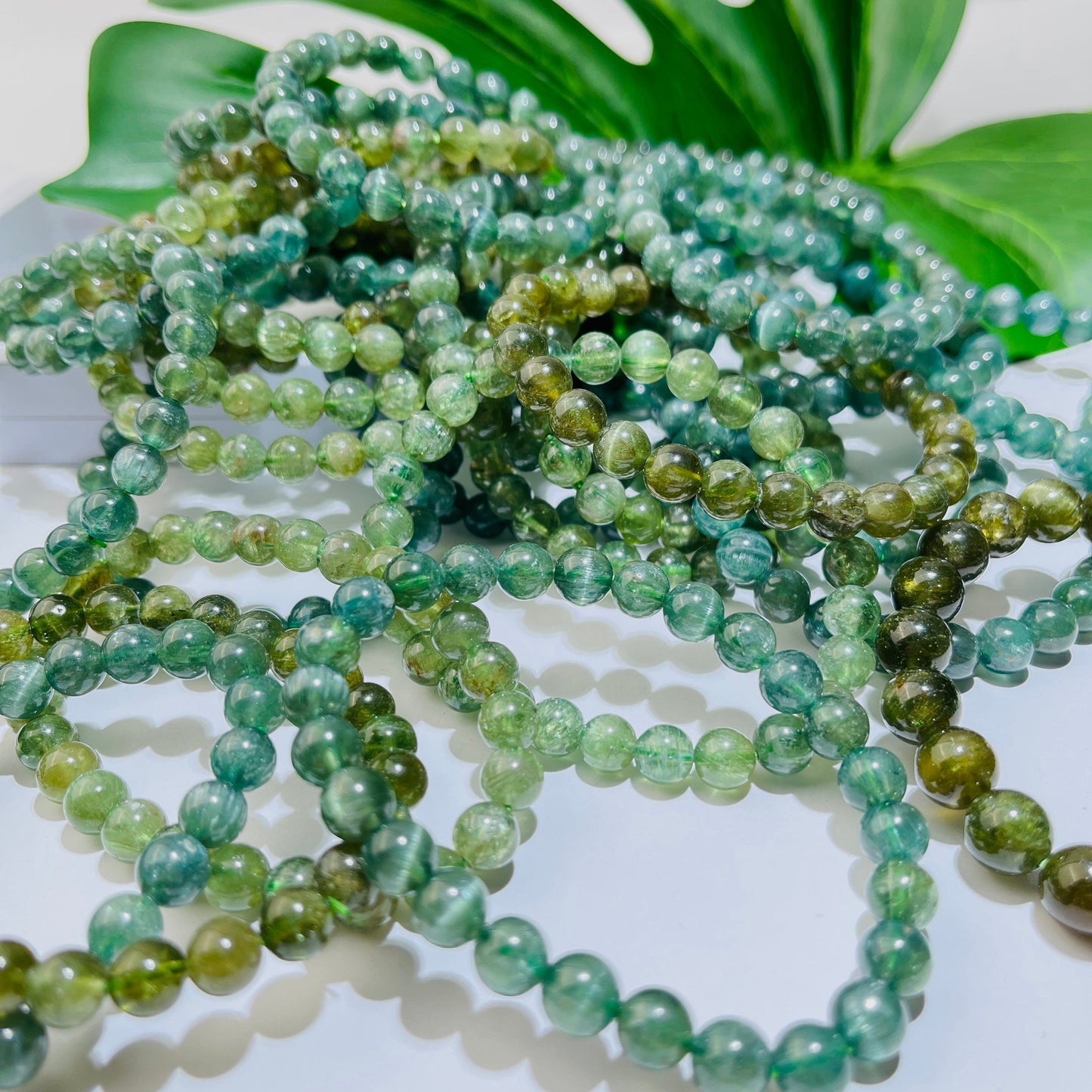 (Unique Christmas Gift) Crystal Jewelry Rare Green Kynite Bracelet 7mm Unisex Daily Gorgeous healing Stone