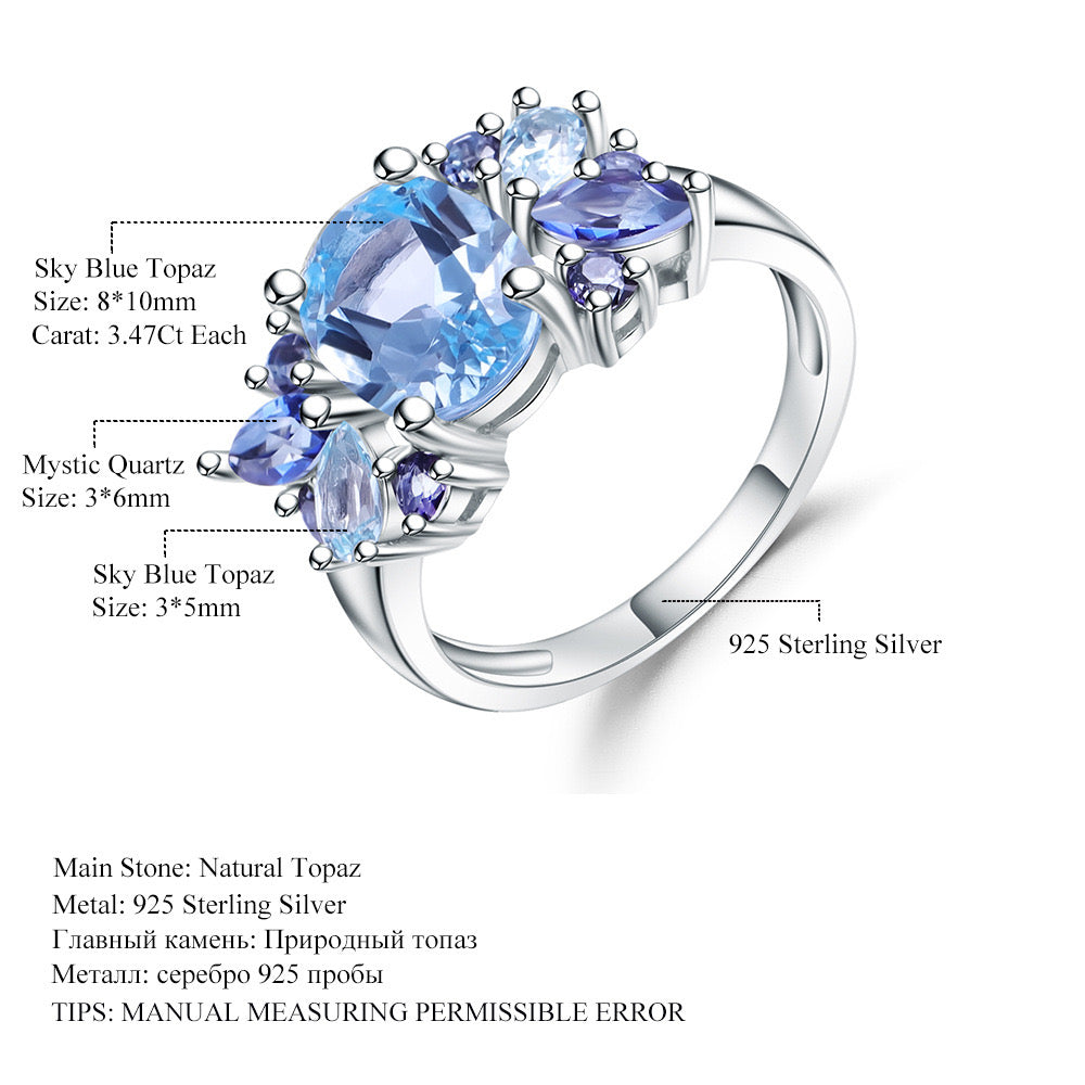 Designer! Original design! 925 silver set natural topaz gemstone ring