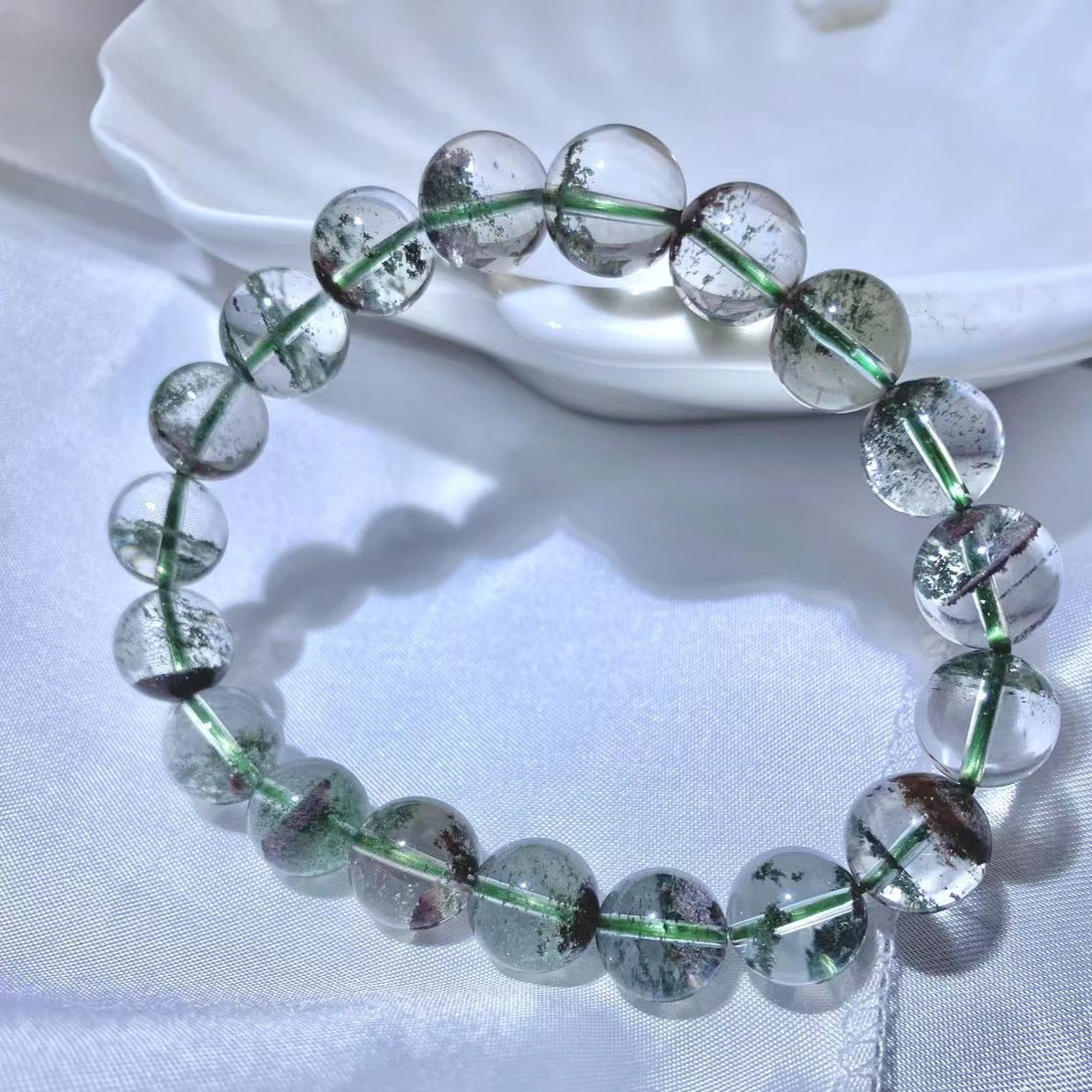 Dreamy Looking Garden Quartz Bracelet 7mm-12mm beaded bracelet for Prosperity Auspicious Daily