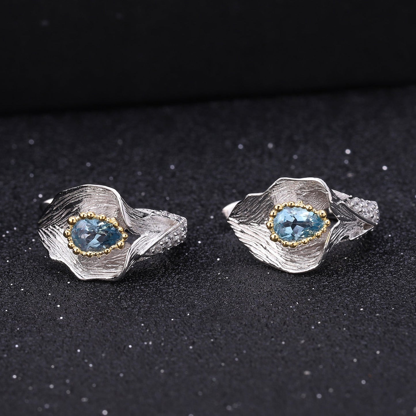 Designer! 925 Silver Italian Craft Jewelry Natural Colored Stone Stud Earrings