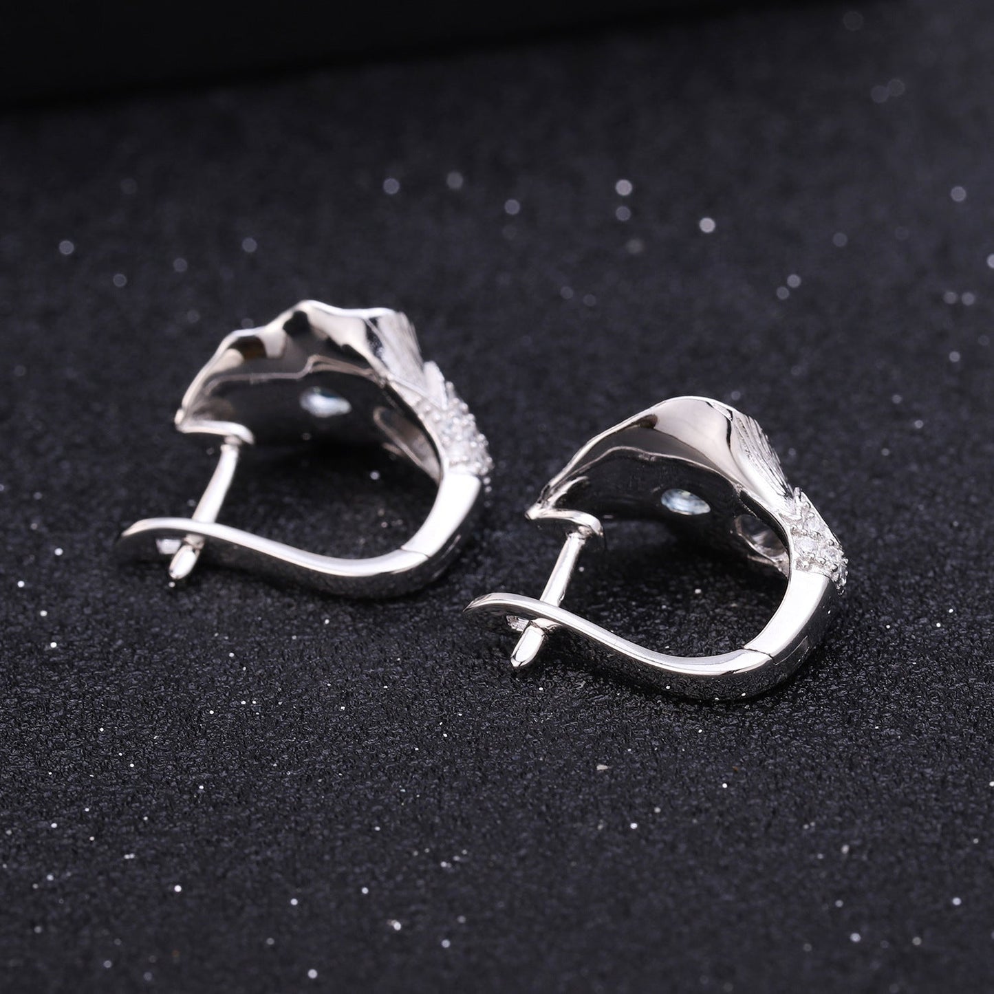 Designer! 925 Silver Italian Craft Jewelry Natural Colored Stone Stud Earrings