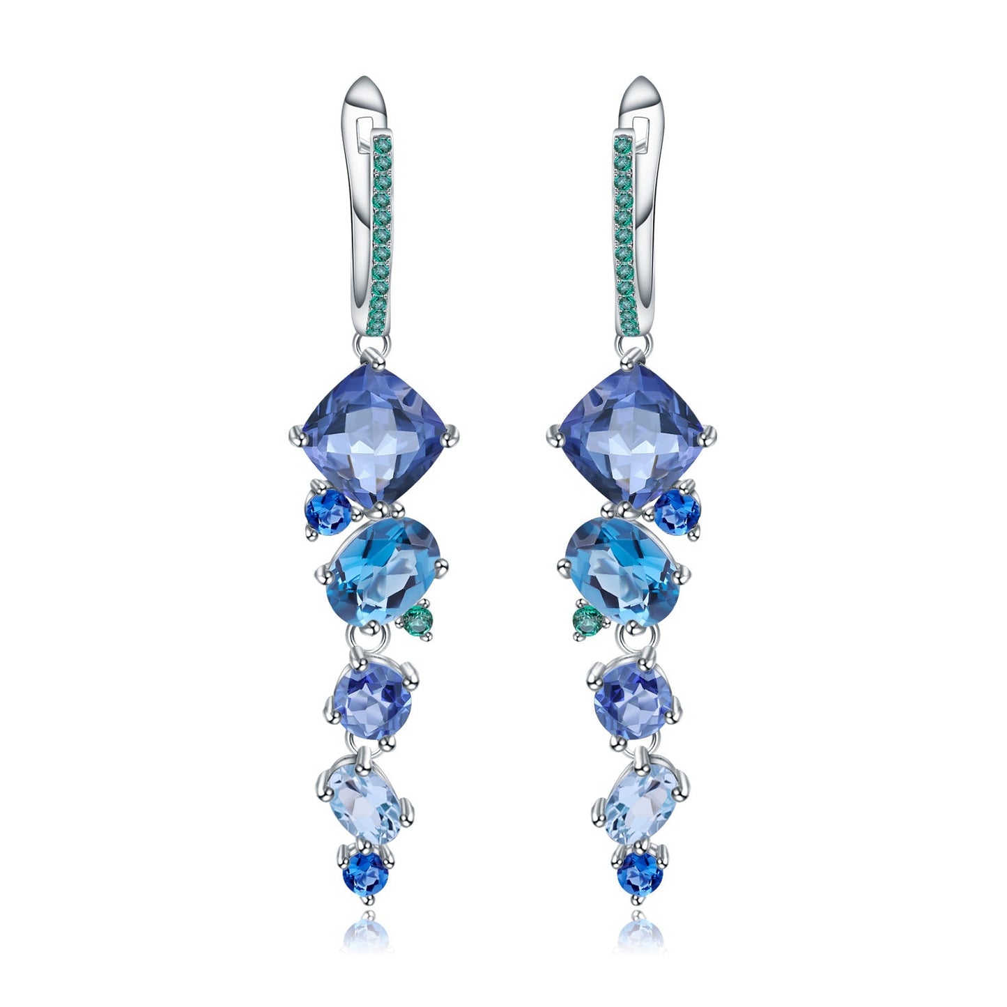 Designer! 925 Silver Natural Colored Gemstones Banquet Premium Luxury Gemstone Earrings